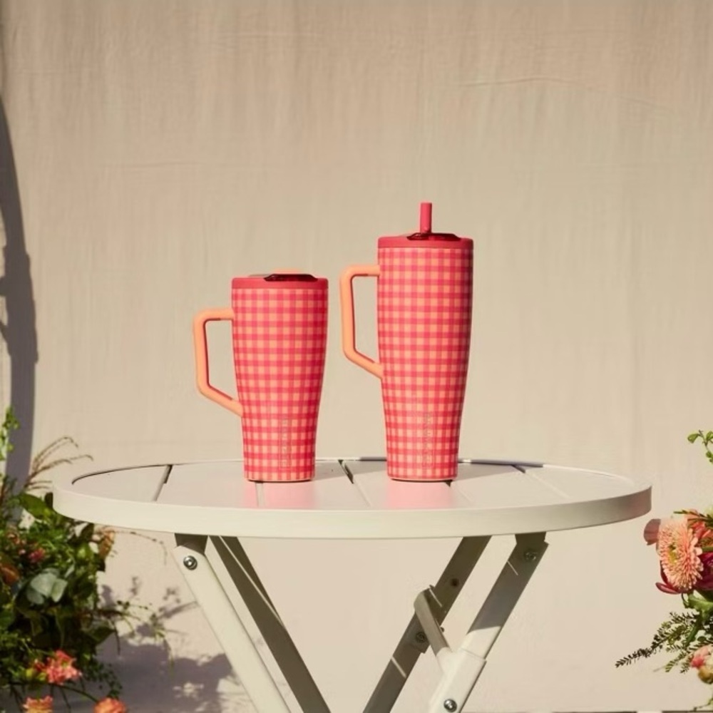 BruMate 30oz Stainless Steel Era Flip Water Bottle - Peach Gingham - Madi Nelson - Picture 11 of 13